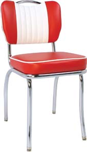 red and white American made handle back chair